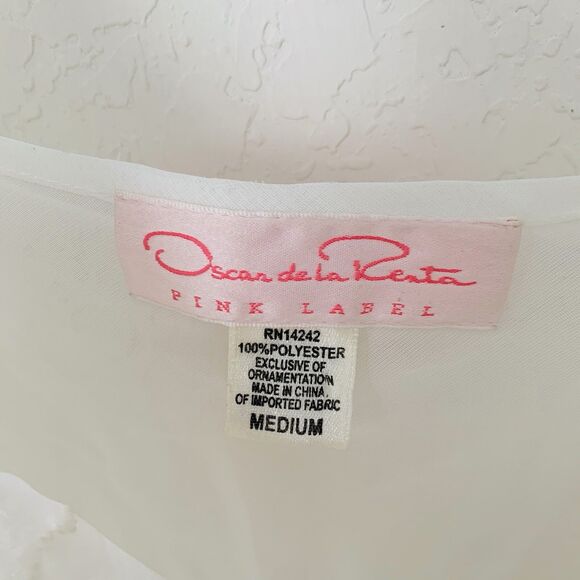 VTG Oscar de la Renta Pink Label Chemise Slip Gown & Robe M Sheer White Bridal - Picture 10 of 16